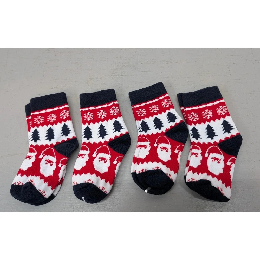 Christmas Fair Isle Socks Santa Snowflakes Holiday Sz 8-11‎ Toddler Colorful NEW